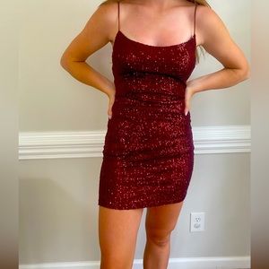 Maroon Sparkled short Macy’s dress worn once